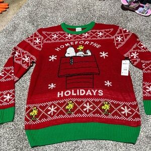 Peanuts Christmas Ugly Sweater Snoopy on Doghouse Festive XL NWT